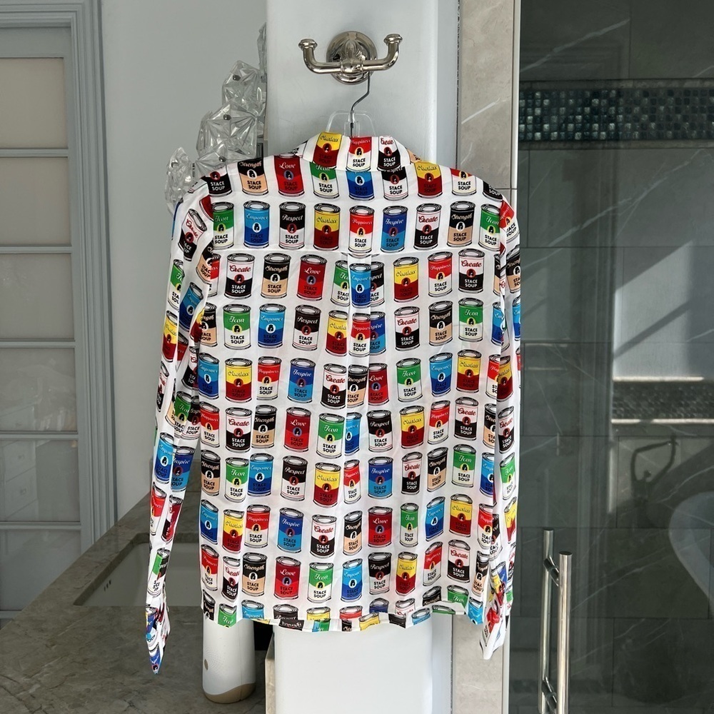 Alice + Olivia Willa Silk Button-Up Shirt Stace Soup - Picture 12 of 12
